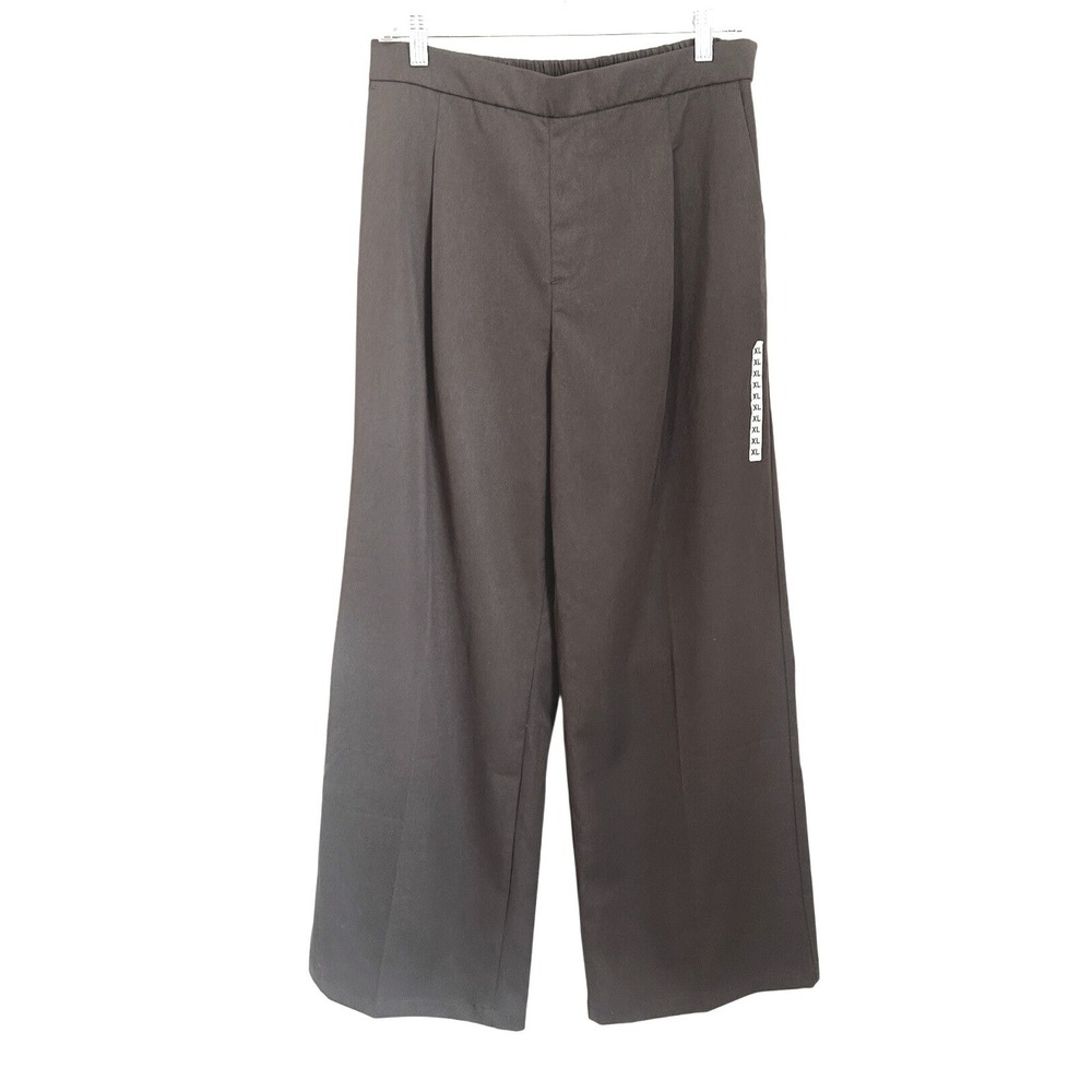 Muji Gray Wide Leg Pull On Ankle Pants Size XL Wrinkle and H2O Resistant